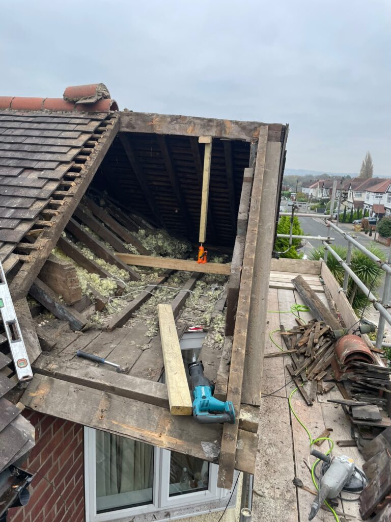 Dormer roof stripped back for repair